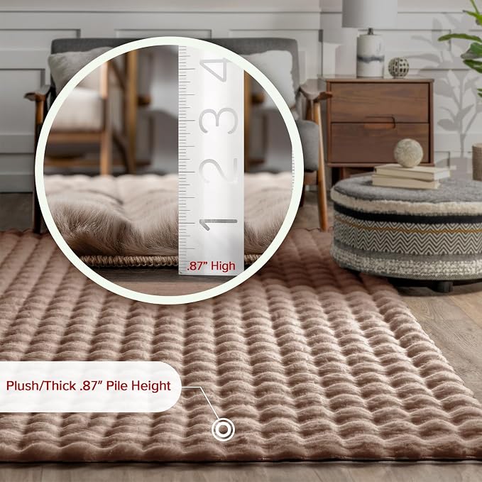 nuLOOM Jeni Taupe Checkered Washable Area Rug - Image 2