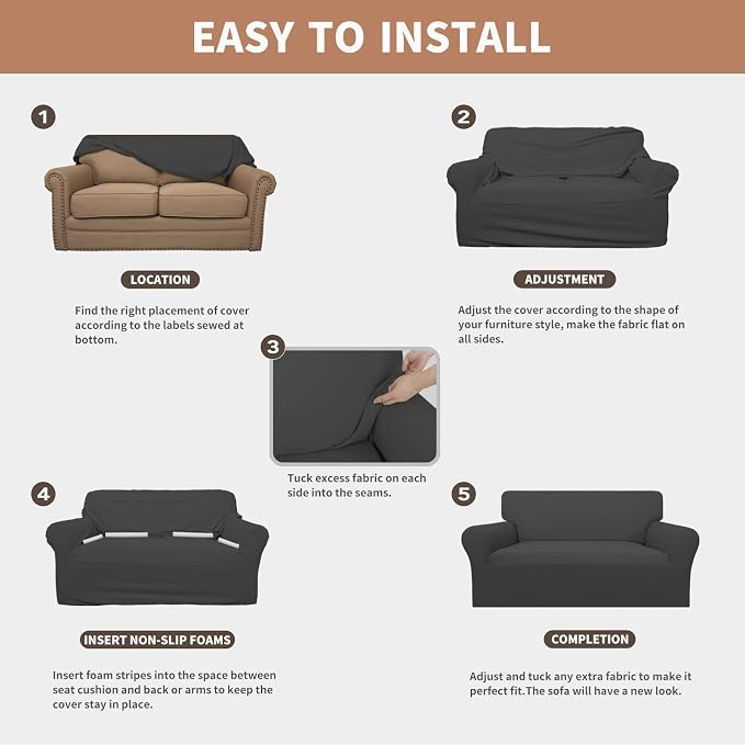 Easy-Going 100% Waterproof Oversized Chair Couch Cover, Stretch Sofa Cover | - Image 5