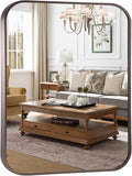 Dark Bronze Rectangle Bathroom Mirror, 30x36 Inch Brushed Titanium Metal Framed Rectangular Wall Mirror for Bathroom Vanity, Living Room, Bedroom, Farmhouse, Hangs Vertically or Horizontally
