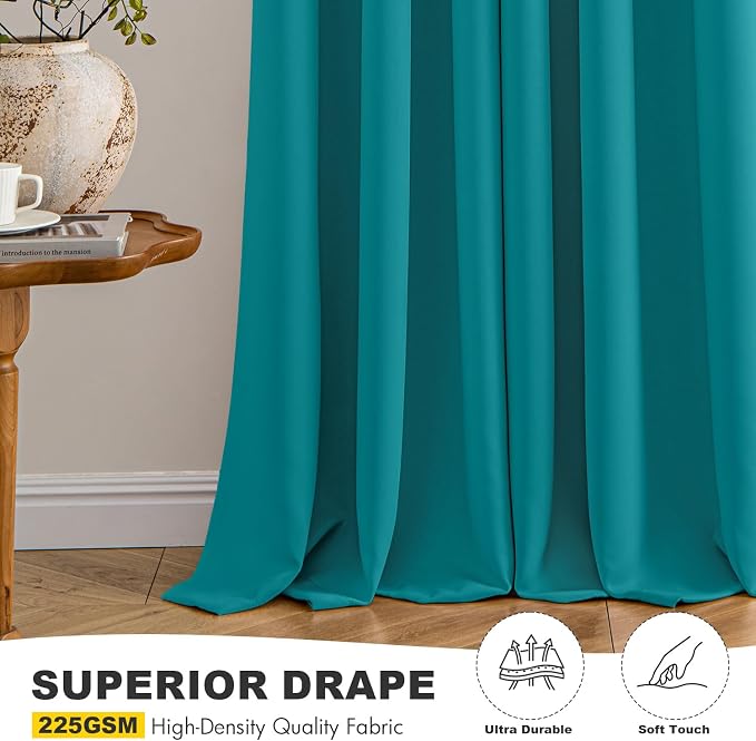 MIULEE Blackout Curtains for Bedroom 2 Panels 40 x 45 Inch Long Teal | Thermal - Image 5