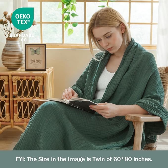 EMME Muslin Blankets for Adults Throw Blanket for Couch Breathable Gauze Soft - Image 5