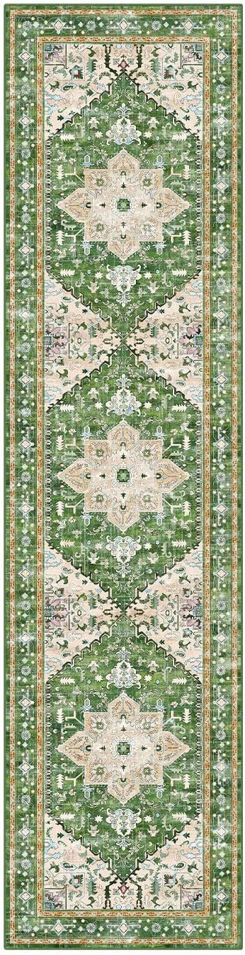 Yamaziot Washable Runner Rug, 2x8 Non-Slip Boho Vintage Hallway Kitchen Rug | - Image 2