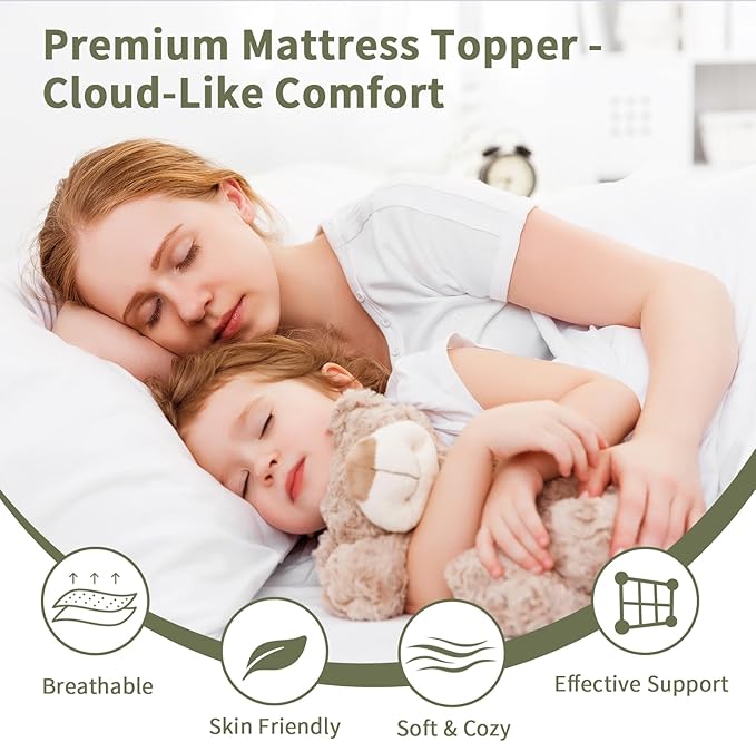 Extra Thick Fitted Mattress Topper - Twin Size | Soft & Cooling Pillow Top Mattress Pad & Protector | Bed Topper for Back Pain, Straps Stretch 6" to 22" Deep
