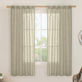 Oatmeal Semi Sheer Window Linen Curtains 63 Inch Length 2 Panels | Light by LAMIT