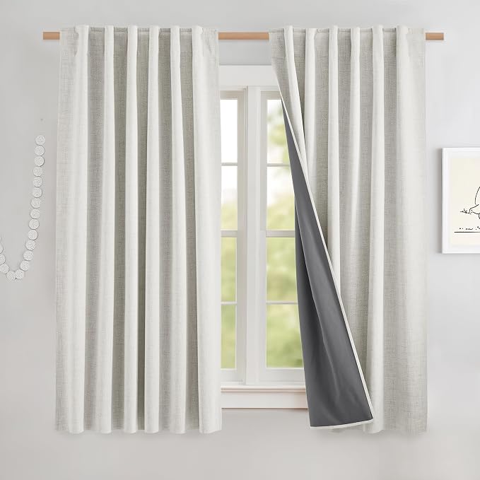 NICETOWN 100% Black Out Curtains 63 inch Long 2 Panels, Thermal Insulated Short by NICETOWN