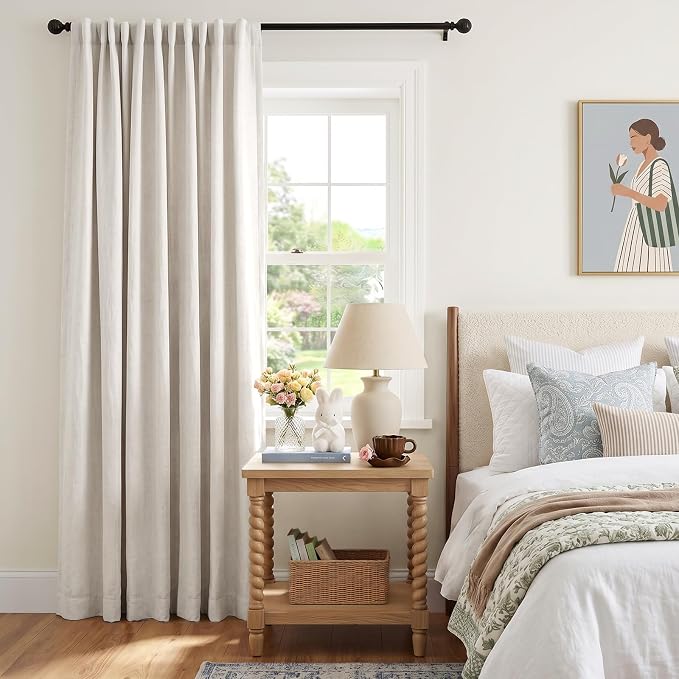INOVADAY Extra Wide 100% Blackout Linen Curtains - Image 6