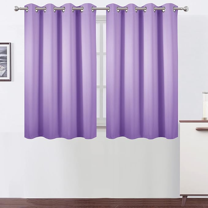 Lavender Blackout Curtains 52 x 54 Inch Length/Set of 2 Curtain Panels/Thermal by Lemomo