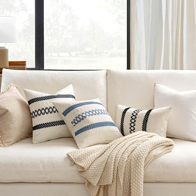 MIULEE Set of 2 Black Boho Decorative Pillow Covers 18x18 Inch | Farmhouse - Image 2
