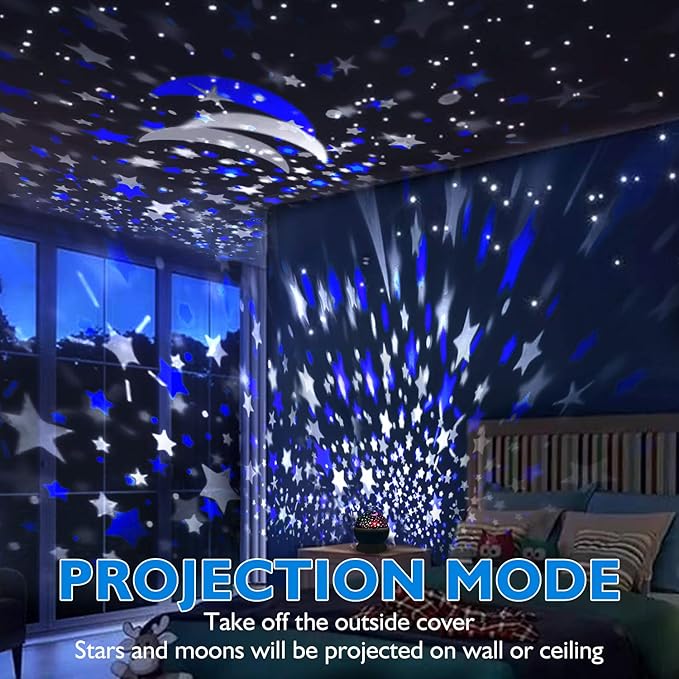 Night Light for Kids, Toys for 3 4 5 6 7 8 Year Old Boys Girls, Star Projector 360 Degree Rotation - 4 LED Bulbs 12 Light Color Changing with USB Cable, Romantic Gifts for Men Women Children