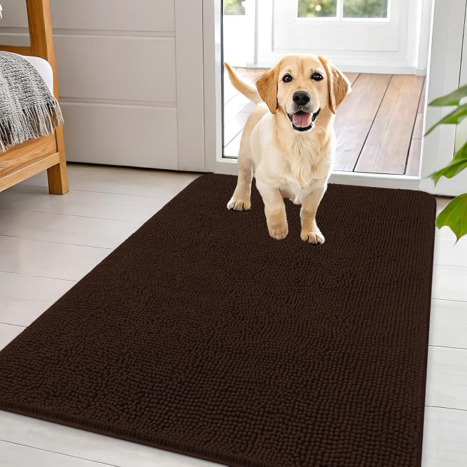 OLANLY Dog Door Mat for Muddy Paws 44x32, Super Absorbent Chenille Mud Mat | by OLANLY