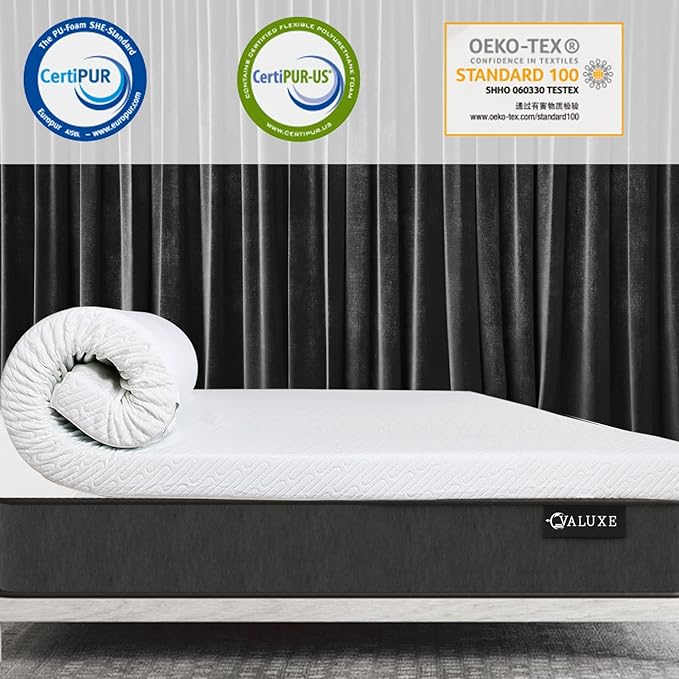 VALUXE 4 Inch Gel Memory Foam Mattress Topper California King Size High Density Cooling Pad Pressure Relief Bed Topper (with Removable & Washable Bamboo Cover)