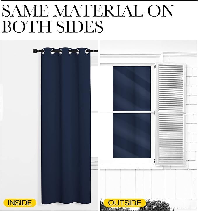 NICETOWN Room Dividers Curtains Screens Partitions, Premium Heavyweight Laundry Divider for Office, Vintage and Sliding, Including 16 Silver Ring Top (1 Panel, 20ft Wide x 7ft Long, Navy)