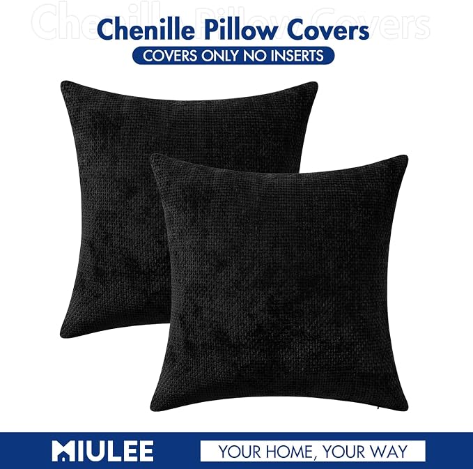 MIULEE Decorative Lumbar Throw Pillow Covers 12x20 Inch Black 2 Pack | Modern - Image 7