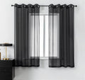 DUALIFE Gorgeous Black Sheer Curtains 63 Inch Length for Bedroom Set of 2 Panels Grommet Semi Voile Window Drapes Elegant Office Curtains for Men Living Room 52x63 Inches Long