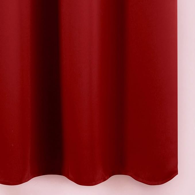 Red Blackout Curtains 66 x 63 Inch Length/Set of 2 Curtain Panels/Thermal - Image 8