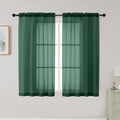Hunter Green Sheer Curtains for Bedroom Living Room 45 Inch Length 2 Panels by WelvetBLK
