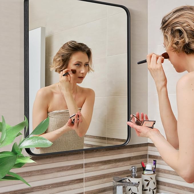 Sweetcrispy 22x30 Inch Black Bathroom Mirrors for Wall, Bathroom Mirrors for Over Sink, Rectangle Wall Decor for Entryway, Bedroom, Vanity