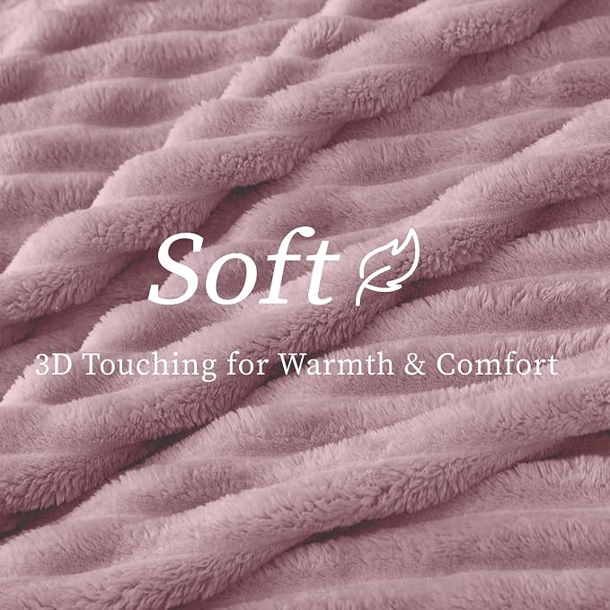 BEDELITE Striped Fleece Throw Blanket, Berry Purple, Soft Cozy, Lightweight Warm - Image 4