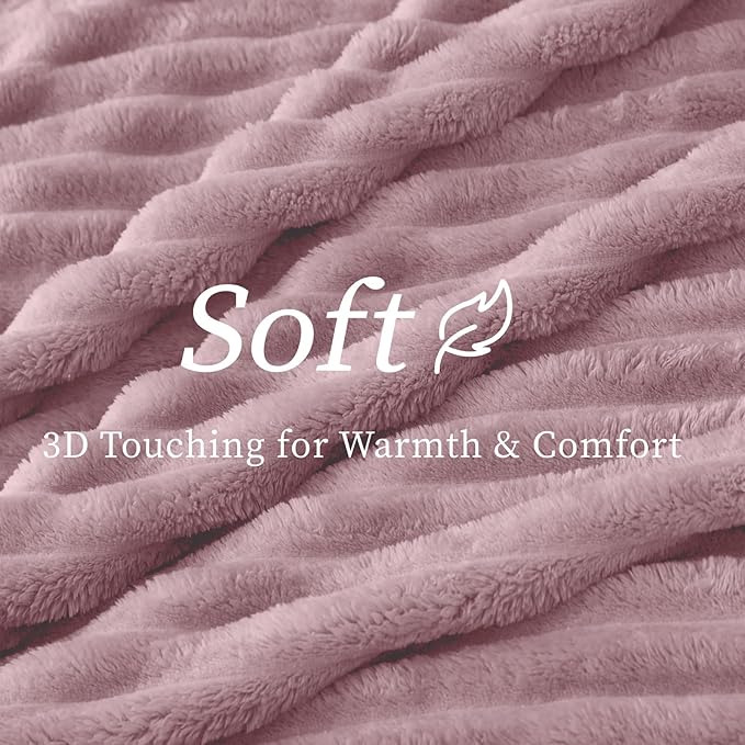 BEDELITE Ribbed Twin Blanket for Couch & Bed, Berry Purple, Warm Yet Lightweight - Image 4