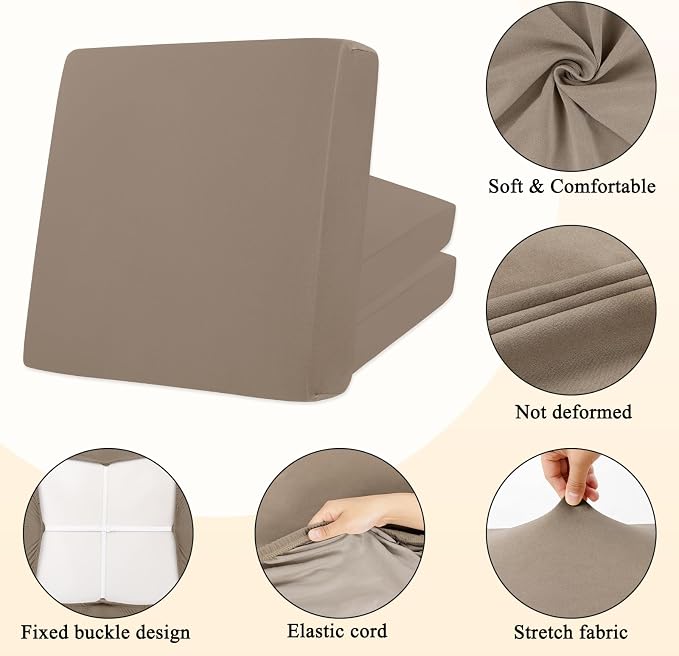 HEBE Stretch Patio Cushion Covers Set 12pcs, Waterproof Outdoor Couch Covers - Image 3