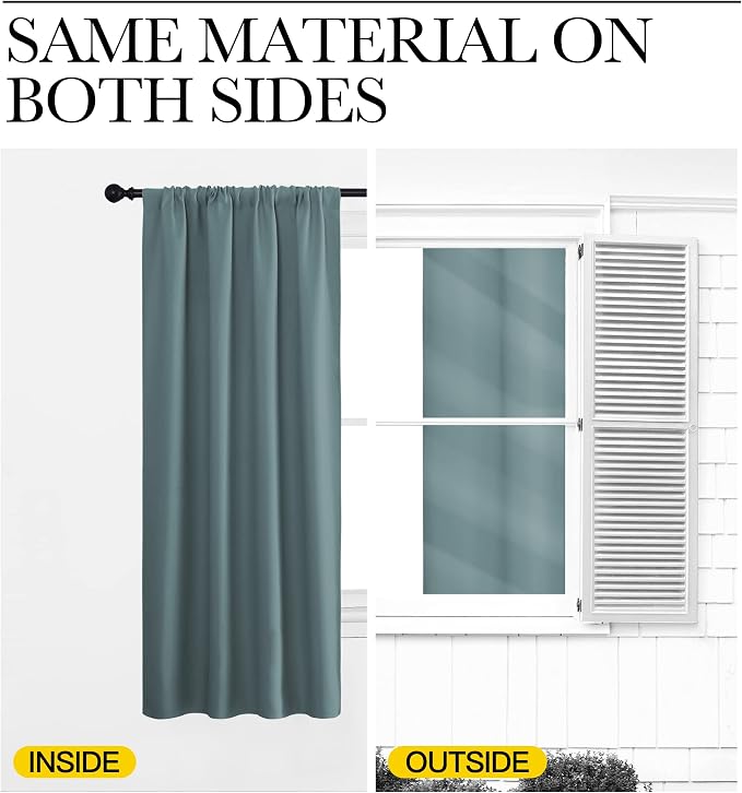 NICETOWN Blackout Curtains for Bedroom, 1 Pair, 70 by 63-inch, Window Treatment - Image 5