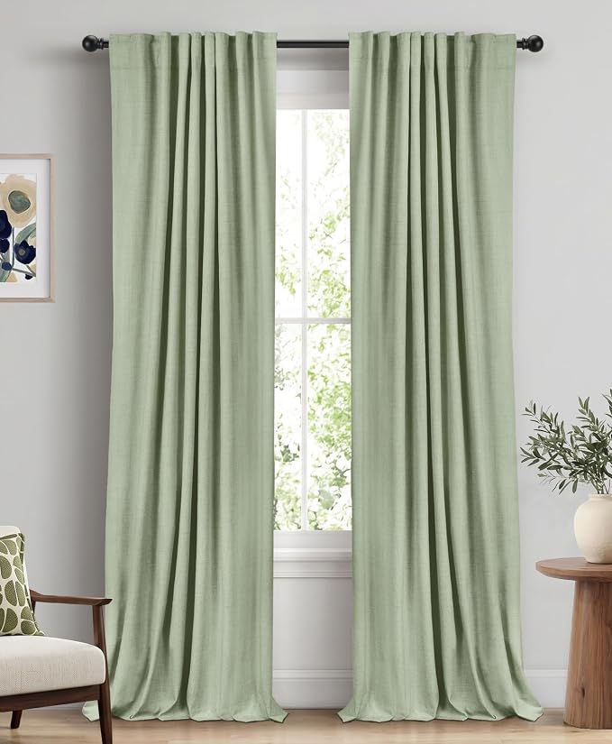 Faux Linen Total Blackout Curtains by 100BlackoutShield