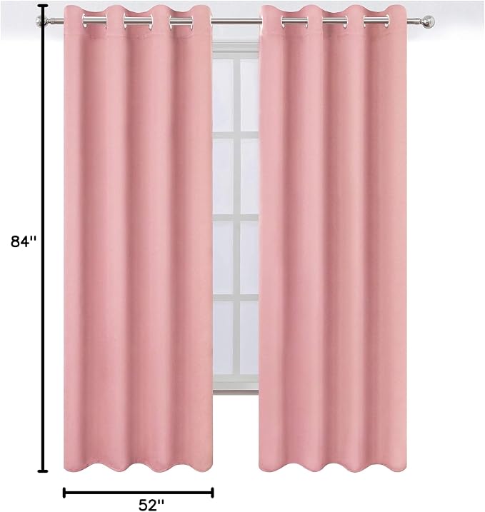 Baby Pink Bedroom Blackout Curtains/52 x 84 Inch Long/Set of 2 Curtain - Image 10