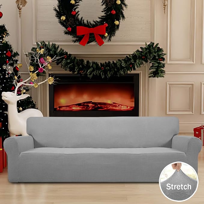 Easy-Going Stretch 4 Seater Oversized Sofa Couch Cover Light Gray | 1-Piece - Image 2