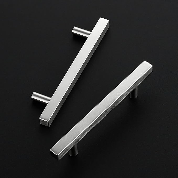 Ravinte Brushed Nickel Cabinet Handles 15 Pack 4 inch Satin Nickel Square Cabinet Pulls Silver Hardware for Kitchen Cabinets 6 inch Overall Length Stainless Steel Drawer Pulls