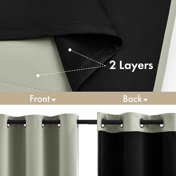 MIULEE Sage Green 100% Blackout Curtains - Image 3
