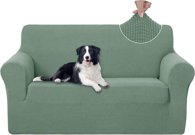 U-NICE HOME Loveseat Cover Stretch Couch Cover Sofa Slipcover, Cyan | 2 Cushion by U-NICEHOME