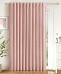 Linen Textured Total Blackout Sliding Door Curtains 84 Inch Long Blush Pink | by 100BlackoutShield