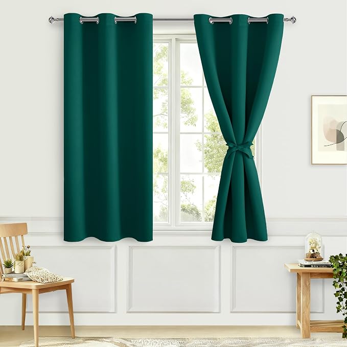 Blackout Curtains for Bedroom, Hunter Green, 42 x 45 Inch, 2 Panels | Thermal - Image 8