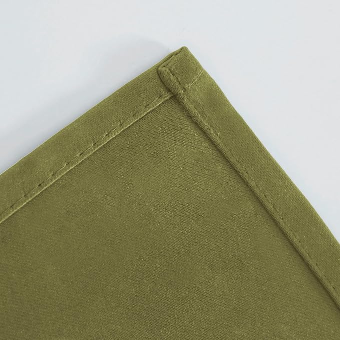 Blackout Curtains 66 x 72 Inch Long Olive Green Curtains Set of 2 Panels Room - Image 7