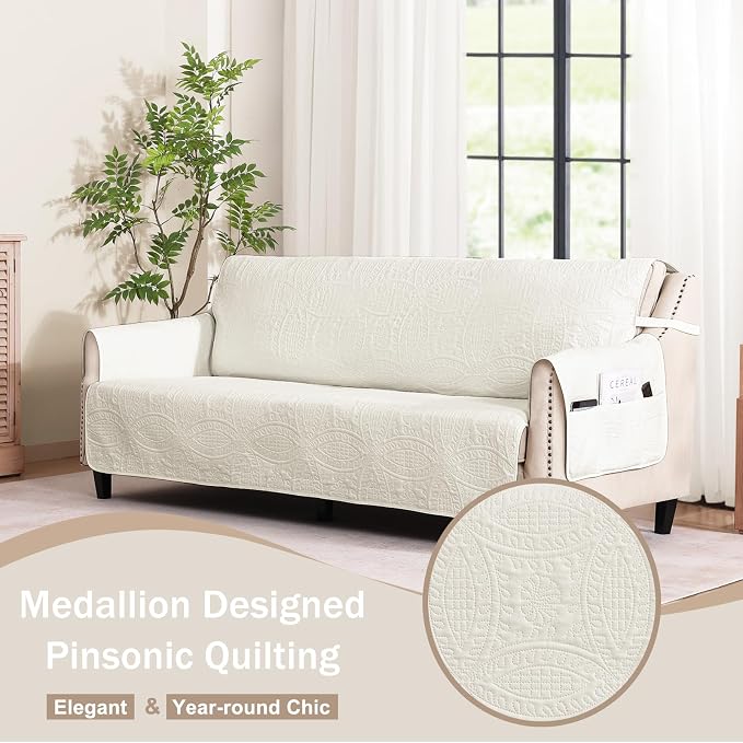 Quilted Grand Sofa Covers for 4 Cushion Couch, Couch Cover for Grand Sofa - Image 2