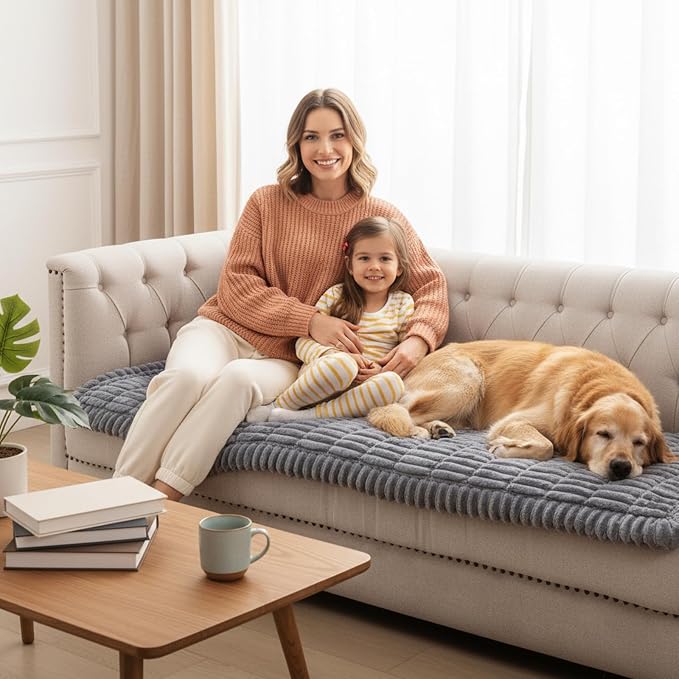 Fixwal Waterproof Flannel Dog Couch Cover, 27.6" x 59", Light Gray | Integrated - Image 8