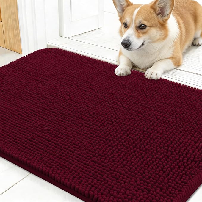 OLANLY Dog Door Mat for Muddy Paws 30x17, Super Absorbent Chenille Mud Mat | by OLANLY