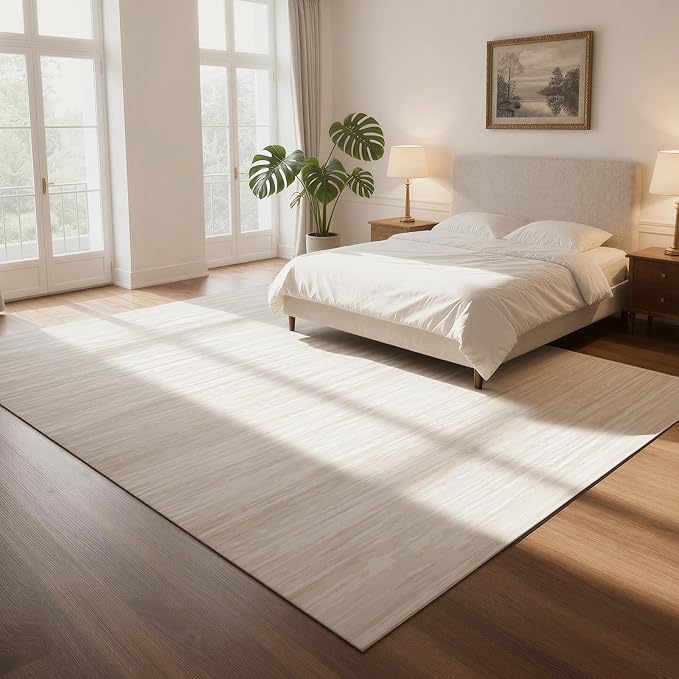8x10 Washable Area Rugs for Living Room, Dining Room- Light Brown | Ultra Soft - Image 8
