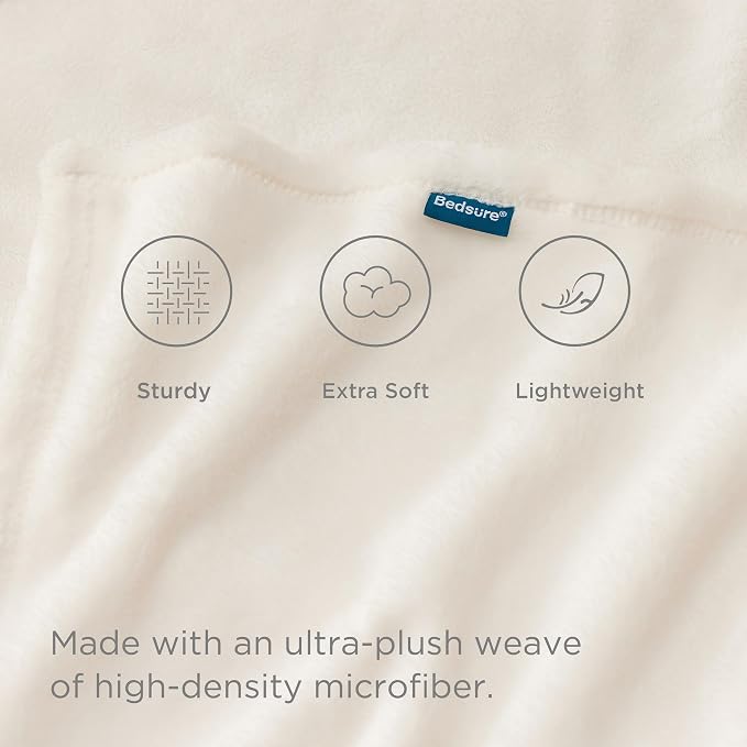 Bedsure GentleSoft Fleece Blanket Twin Size Cream - Image 5