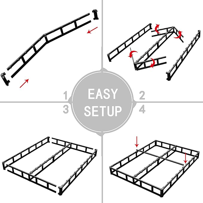 Full Box Spring 3 Inch, Low Profile Box Spring for Full Bed, Heavy Duty Mattress Foundation,Metal Bed Base with Fabric Cover/Non-Slip/Easy Assembly