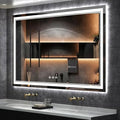 Lighted Vanity Mirror, 60x36 Inch Gradient Front and Backlit LED Mirror for Bathroom, 3 Colors Dimmable CRI>90 Double Lights, Enhanced Anti-Fog, Hanging Plates Wall Mount LED Light Mirror