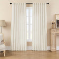 Joydeco Linen Curtains 2 Panel Set, Light Filtering, Ivory on Linen Curtains 90 by JOYDECO