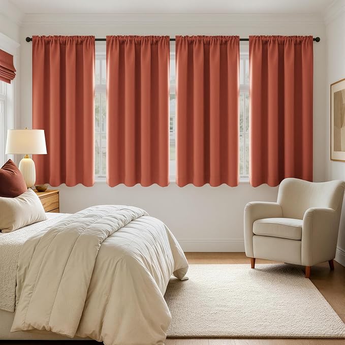 MIULEE 4 Panels Set Burnt Orange Blackout Curtains 63 Inch Length Bedroom | by MIULEE