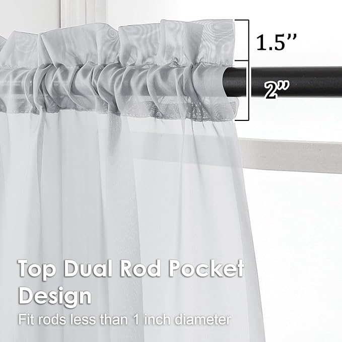 Light Grey Sheer Curtains 72 Inches Long 2 Panels - Image 3