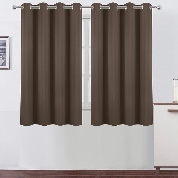 Blackout Curtains 52 x 45 inch/Chocolate Brown Curtains Set of 2 Panels/Thermal by Lemomo