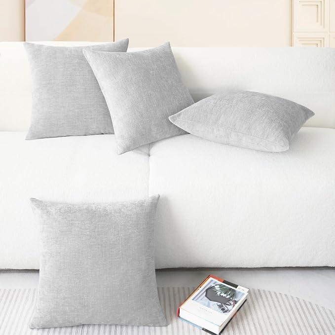 CaliTime Decorative Throw Pillow Covers 18 X 18 Inches Moonbeam Gray | Pack of 4 - Image 6