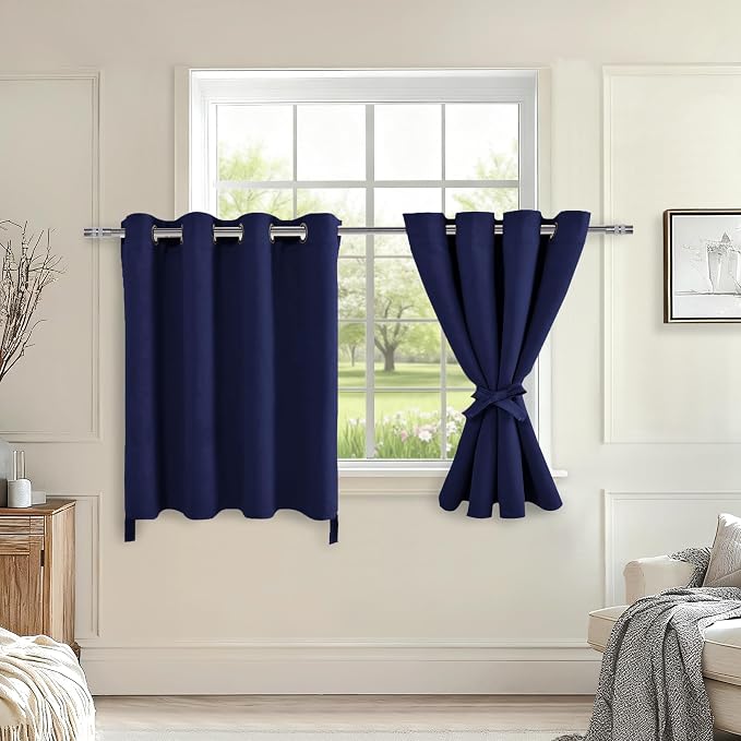 Blackout Curtains for Bedroom, 52 x 30 Inch, 2 Panels | Thermal Insulated & by Hiasan