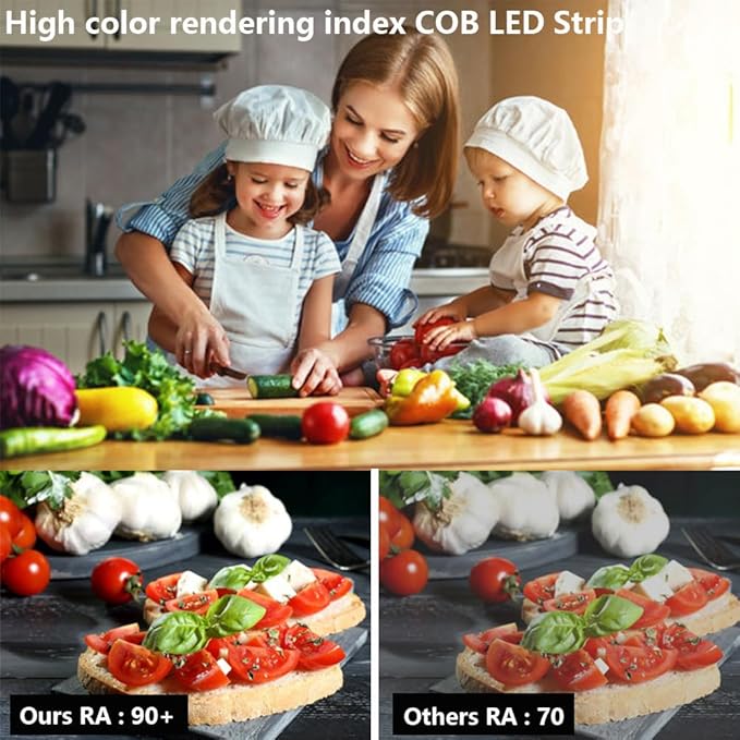 TOPAI 12V COB LED Strip Light 3000K Warm White Waterproof IP65 480LEDs/M Super Bright 4000Lm CRI>90 16.4ft/5M Dotless High Density Cuttable Flexible for Cabinet Home DIY Lighting Projects