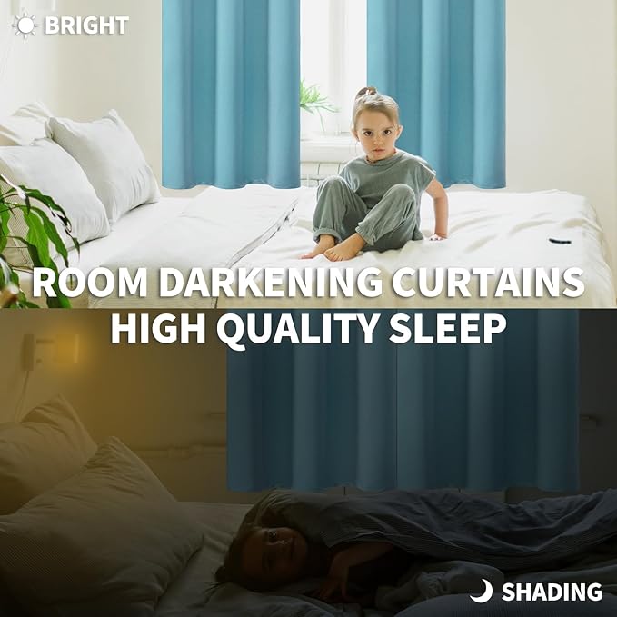 BGment Blackout Curtains - Grommet Thermal Insulated Room Darkening Bedroom and Living Room Curtains, Set of 2 Panels (52 x 120 Inch, Aqua)