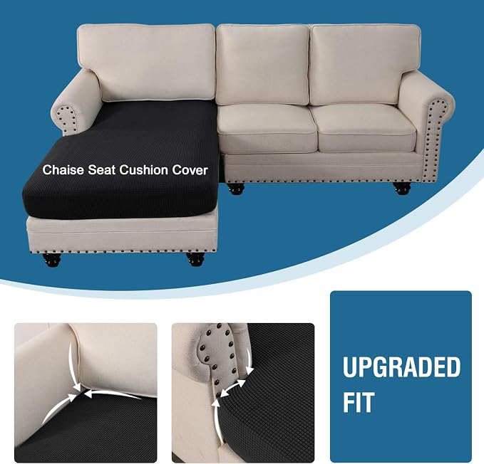 H.VERSAILTEX Sectional Couch Covers 1 Piece Chaise Slipcover L Shape Separate - Image 4